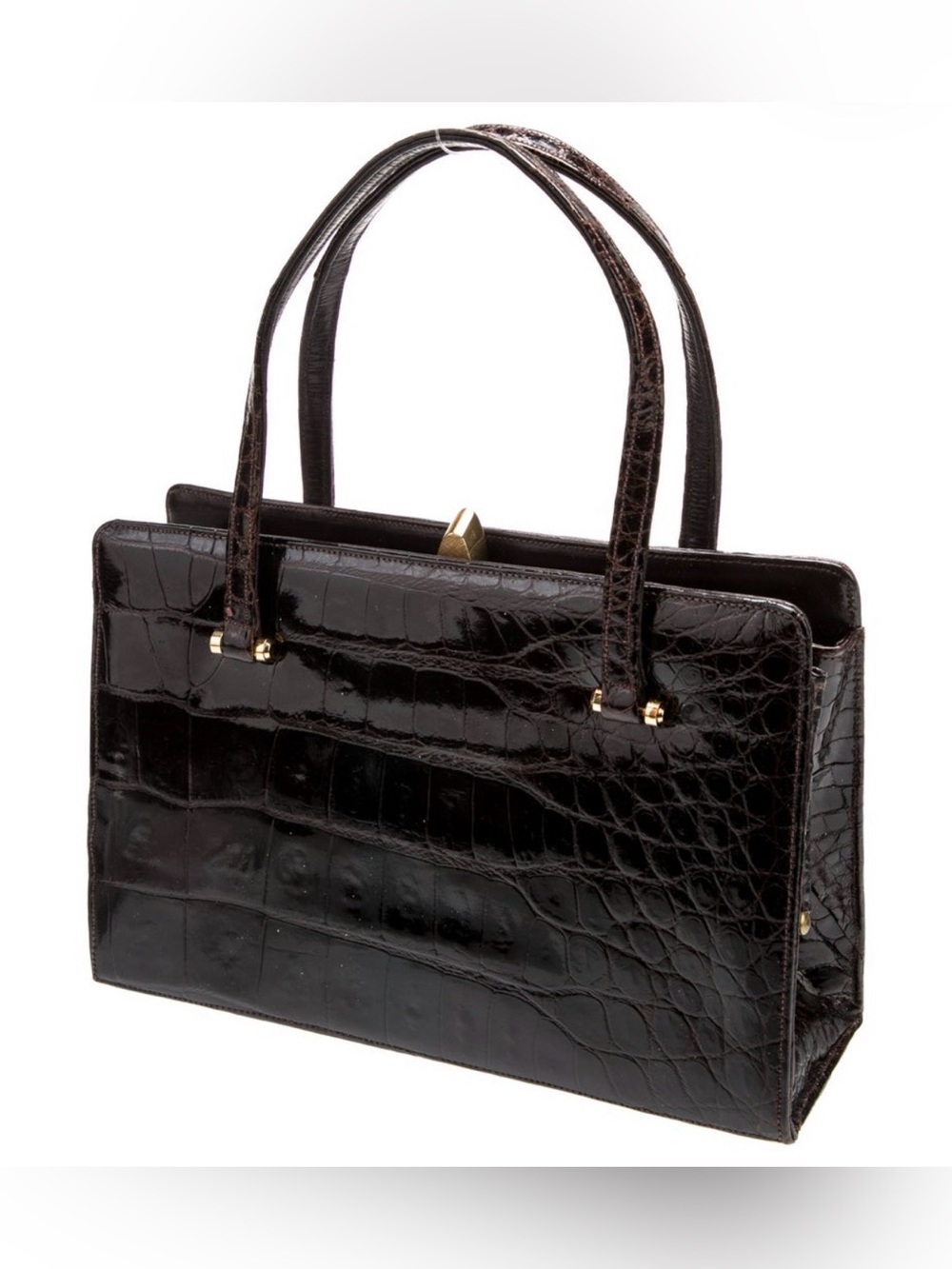 Bellestone Classic Crocodile Purse with gold embellishments. Pristine condition!